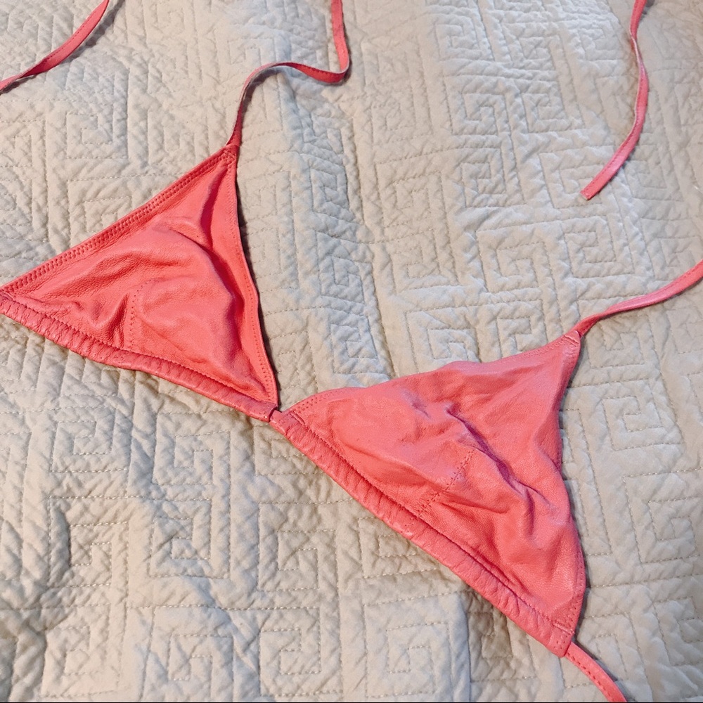 J Crew Pink Leather Bikini Top